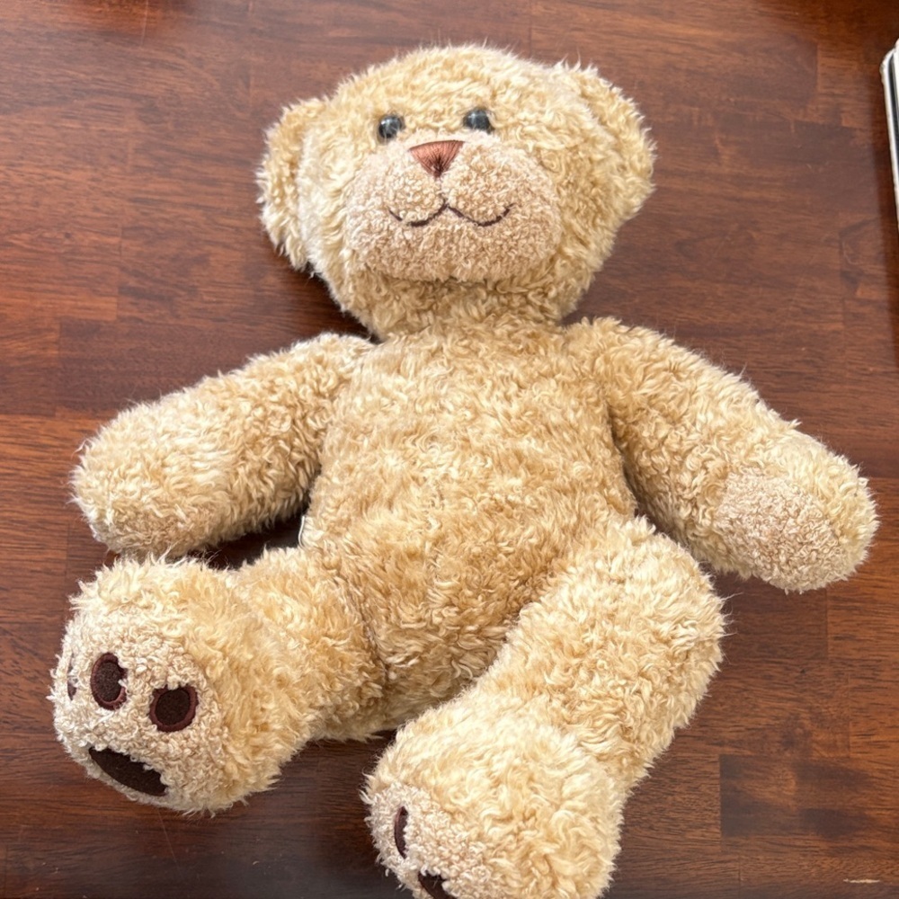 Build A Bear Classic Curly Teddy Bear Tan Plush 16” Stuffed with Sound Box